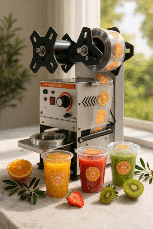 SemiAutomatic  Cup Sealing Machine for Commercial Coffee Cocoa Drinks