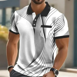 men's polo shirt with 3d printed stripes,