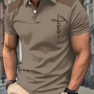 The new men's short-sleeved POLO shirt for summer 2025 features a casual fashionable and comfortable 3D striped pattern print
