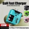 3in 1 120W Protable GaN Fast Charger with Retractable Cable _Foldable Plug, with 47inch/120cm Portable Retractable Charging Plug, with Type C Port, Travel Adapter for iPhone 17/16/Pro/Pro Max/15/14/13/12/11, for Galaxy/Ultra Series, Christmas Gift