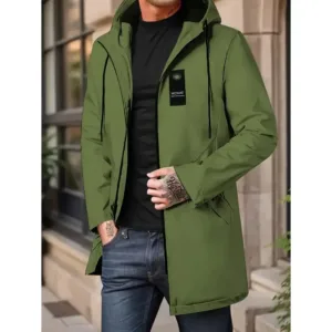 Men's Hooded Padded Thin Jacket, Men Casual Coat Windbreaker With Pocket For Spring and Autumn