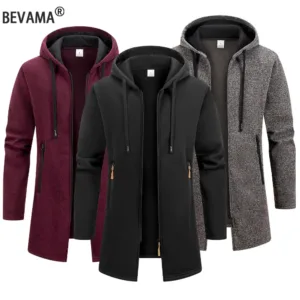 New Streetwear Men's Long Sleeve Sweatshirts for Men Zipper Hooded Oversize Winter Warm Jacket Coat Outdoor Tracksuit Men