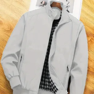 Men's Plus-Size Jacket, Casual Plus-Size Coat, Thin Spring and Autumn Jacket with Stand Collar Design, Suitable for Sports, Walking, Office, Shopping, Business Casual Men's Plus-Size Jacket