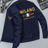 Men'S Milano REPUBBLICAITALIANA Print Casual Jacket | Stand Collar, Slight Stretch Fabric, Random Print, Fall/Winter Season, Zipper Closure, Pocket Details, Skinny Fit