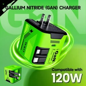 120W Gan Quick Charger Featuring a Retractable Cable And Foldable Plug,