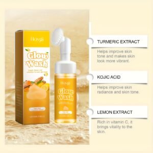 Turmeric Cleansing Foam And Brush - Gentle Daily Cleanser, Pore Tightening, Nourishing Formula, Non-drying Lather, Glowing Complexion
