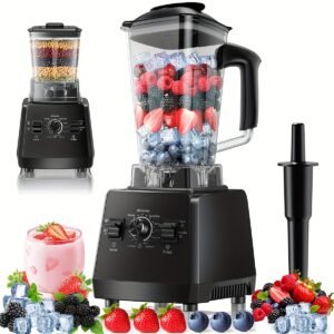Professional Blender, Smoothies Blender with 2 Containers, 68oz Jar, 25000 RPM, 2400W Max Power Output, Countertop Blenders, Stainless Steel Blade & Tamper for Smoothies, Ice, Youngsters Food, Coffee, Juice, Quick Mixing Tool, Blenders for Kitchen