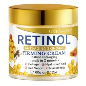Retinol And Bee Venom Cream for Facial Lifting, Designed for Care. It Includes Hyaluronic Acid, Collagen, And Niacinamide to Hydrate, Firm, Lift, Smooth, Enhance Elasticity, And Increase Radiance
