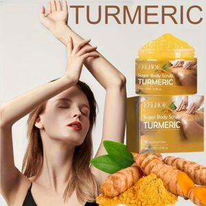 Turmeric Body Scrub - Physical Exfoliation Cleanses And Smooths Light While And Moisturizing. Leaves Light Looking Smoother And Softer. Suitable for Men And Women. Perfect Christmas Gift.