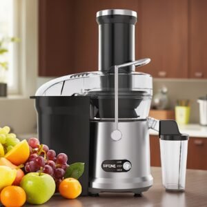 SIFENE Centrifugal Juicer Machine | 1000W Powerful Motor, High Juice Yield, Compact Design, Big 3.2'' Feed Chute, Fruit and Vegetable Juicer, Ice Crushing Function, Easy to Clean, Dishwasher-Safe Parts, Stainless Steel, Gray