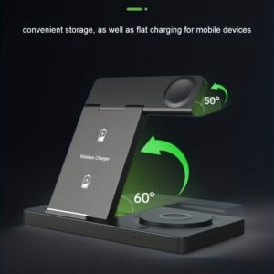 TIMESS-5in 1 Foldable Wireless Charger Pad for iPhone 15 14 13 12, for iWatch 9 8 7 6/Samsung Galaxy Watch 5 Pro/4/3/Active 2 1 Airpods Foldable Qi Fast Charging Dock Station