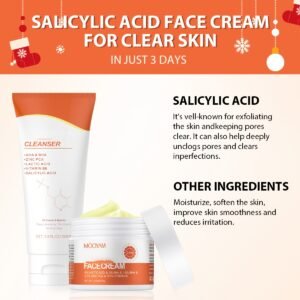 MOOYAM Exfoliating Skincare Set For Both Men And Women Facial Marks While Cleansing The Skin Controls Oil And Moisturizes Evens And Brightens Facial Radiance Suitable For All Skin Types Includes Facial Cleanser And Cream