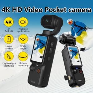 W&O 4K HD Pocket Camera with 1.9” Screen & 180° Rotating - 4K Video Recording, 32GB Card, USB-C Charging, Digital Stabilization, Auto Focus, Compatible for cycling, Travel, Vlogging - Portable camcorder for s,, YouTubers -