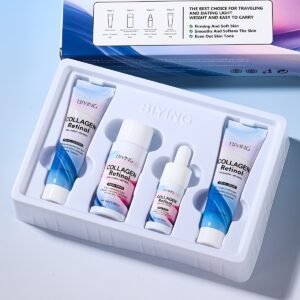 Collagen Skincare Travel Set, Four-Piece Facial Firming Kit, Helps Even Out Skin Tone, Ideal For Women'S Daily Facial Care, Includes Cleanser, Toner, Serum, And Cream, Women'S Valentine'S Day And New Year Skincare Gift Box