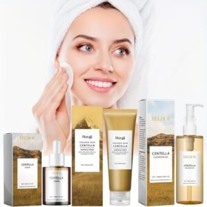 Three-piece Skincare Set, Including 3.38oz Cleansing Oil, 120g Facial Cleanser, and 1.01oz Serum. Suitable for All Skin Types, It Gently Moisturizes Dry Skin, Refines and Softens Pores, and Creates a Y, Radiant Glow. An Essential Travel Skincare Kit