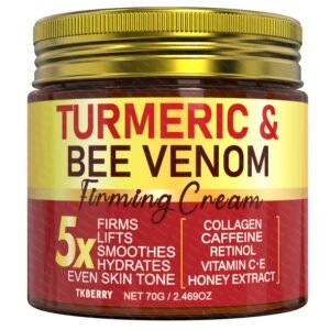 Turmeric And Bee Venom Face Lift Cream, a Firming And Lifting Cream Enriched with Honey Extract, Turmeric, And Collagen. It Moisturizes And Nourishes Dry Skin, Suitable for All Skin Types, for Both Men And Women, Providing 24-Hour Hydration.