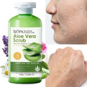 SJOPA, Green Aloe Scrub Gel, Body Scrub With Bath Cloth, Deep Cleansing, Contains Aloe Vera, Chamomile Plant Extracts, Cleanses The Light Beige, Moisturizes The Light Beige, Can Be Used On The Whole Body, Suitable For All Light Beige TypesThe Perfec
