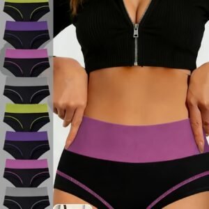Women's High-Quality 8 Seamless High Waisted Briefs | Breathable Contrasting Color Design, Soft Fabric, Suitable for Daily Wear