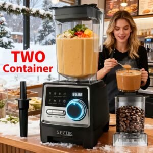 Professional Kitchen Blender for Making Smoothies, Sorbets, And Grinding, Featuring a Powerful 25000RPM Motor And Two 68.33Oz Containers, Ideal for Ice, Milkshakes, Slushies, And Juices