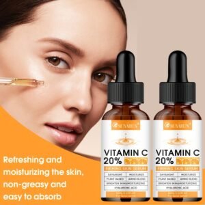 SUYARUN 2pcs Vitamin C Brightening Essence, Enriched with Niacinamide + Ceramide + Peptides + Retinol, Evens Out Light Beige, Tightens Skin, and Controls Oil.Moisturizes Skin to Make Wrinkles Less Noticeable. Dry Skin.