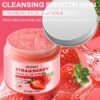 50g ROZINO Strawberry Facial & Lip Scrub Cream Suitable for All Skin Types, Hydrating Exfoliator with Strawberry Formula, Low-Allergy for Lips & Face Care, Moisturizing for Dry, Rough, Chapped Skin -