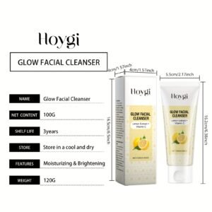 Facial Cleanser with Vitamin C, Lemon Extract, And Hyaluronic Acid - 3.53 Oz, Designed for 10 Different Uses, Provides Deep Cleansing Without Feeling Tight And Hydrates The Skin, Ideal for All Light-Skinned Individuals, Free from Aluminum