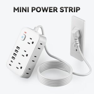 This 12-in-1 power strip is equipped with 4 USB ports, 2 Type-C ports, and 6 AC power socket ports. Its unique extension cord design