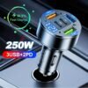 100W Rapid Charging Car Charger with Digital Screen, 2PD And 3 USB-C Ports,