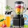 1200W Peak Power Countertop Blender With 5 Functions, 52oz Glass Jar & 24oz To-Go Cup Combo, 21000 RPM Speed, Pulse Technology For Smoothies, Juices, Black.