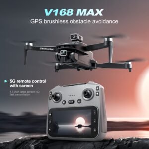 Shocking!2000m Flight Distance, 200m Flight Altitude, V168 Max Drone, With Front 8K HD PTZ Camera, 4.5-inch Screen RC, Quad Rotor Brushless Motors, GPS Auto-Return, Low Battery Auto-Return