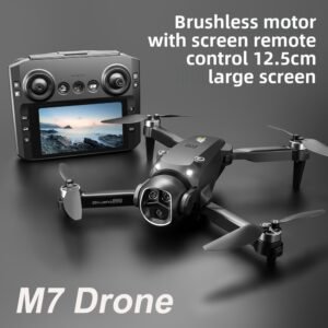 M7 Drone with 4.3'' Screen Remote, HD Dual Camera, Brushless Motor, Optical Flow, Foldable Quadcopter for Beginner