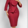 Plus Size, SCACTO Plus-Size Women's Sophisticated Gown — Architectural Collar & Appeal, Elegant Solid Peplum Blazer Dress for Women - Formal Work Midi Dress, Women's Tailored Blazer Dress - Bodycon Pencil Skirt Workwear