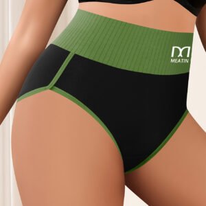 QUASTI 10pcs Women's Clashing Stripes Breathable Comfort Fit Women's High Waisted Panties Elastic Soft