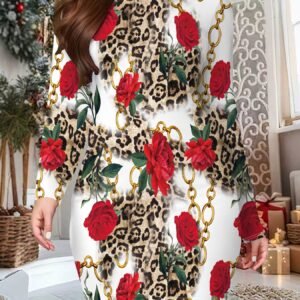 3D Printed Sexy Fashionable Casual Long-Sleeved Bodycon Dress | Women'S Waist-Cinching Dress for New Year Party, Christmas, Valentine'S Day, and Thanksgiving Gifts