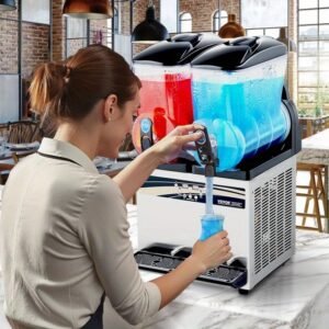 Commercial Slushy Machine 15Lx2 Margarita Smoothie Drink Maker, Frozen Beverage Maker, Smoothie Dispenser, Professional Slushy Maker, Heavyduty Design, Highcapacity Machine, Longlasting Performance, Slushy Dispenser, Frozen Drink Maker, Smoothie Bars, for Bars, Restaurants, Home Parties, Non-Electric, with Spout, Easy-Clean Design & Stable Base,