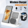 Fast Wireless Charger Stand with Loud Alarm Clock - Adjustable Night Light, Fast Charging, Wireless Charging Stand for iPhone 16 15 14 13 12 Series iWatch Air-pods for Samsung Cell Phone Earphone Watch