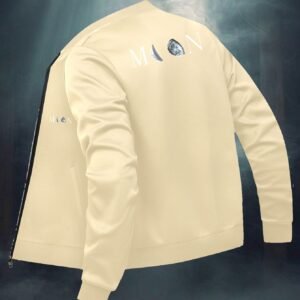 Men'S Navy Full-Zip Jacket with Moon & Sun Graphic Back Print - Full-Zip Closure, Stand Collar, Zippered Pockets - All-Season Casual & Formal Outerwear, Stylish Layering Piece for Men, Jackets For Men Winter, Mens Jackets And Coats, Jacket For Men